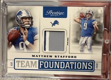 Matthew Stafford 2012 Prestige Team Foundations 3CLR Prime Materials /49 Lions