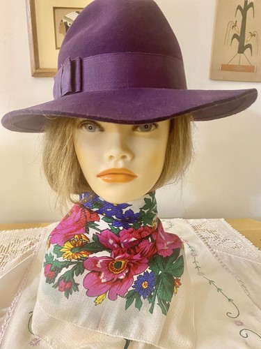 Vintage Purple Wool Fedora Hat By Fedora