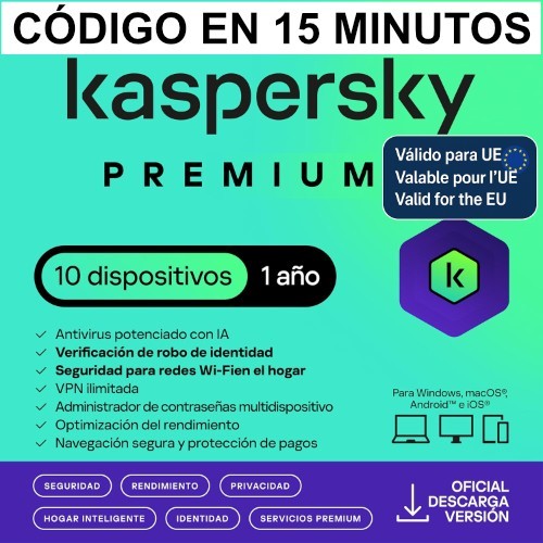 Premium Total Security Kasper/10 Pc/1 año/📩email con código 15 minutos📩
