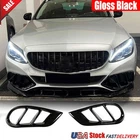 For Benz W205 C250 C300 C43 15-18 Front Bumper Grill Air Vent Cover Glossy Black