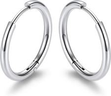 Small Hoop Earrings for Women,Hypoallergenic Stainless Steel Tiny Earrings,Gold/