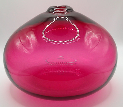 Vintage Pilgrim Art Glass Cranberry Red Squat Vase Made in USA 6'' Tall