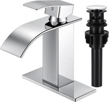 Chrome Bathroom Faucets, Waterfall Bathroom Sink Faucet Modern Single Handle