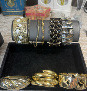 Vintage Fashion Bracelet Bangle Chain Lot Mixed Metals Gold Silver Black White