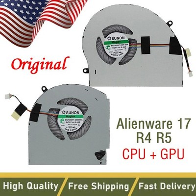 A Pair OEM CPU + GPU Cooling Fan For Dell Alienware 17 R4 R5 P31E ALW17C Laptop