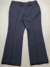 Perma-Prest Classic Collection Dress Pants Mens 40R Navy Slash Pockets Stretch