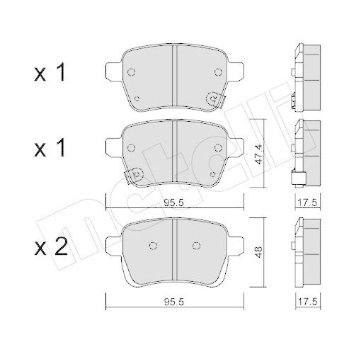 Plaquettes Frein Metelli 22-1012-0 Anti-Sifflement pour Disque Avant Fiat Opel