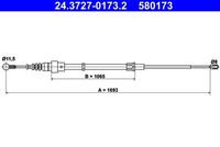 ATE Handbremsseil 24.3727-0173.2 580173 FüR VW Audi Seat Skoda 1693 Mm
