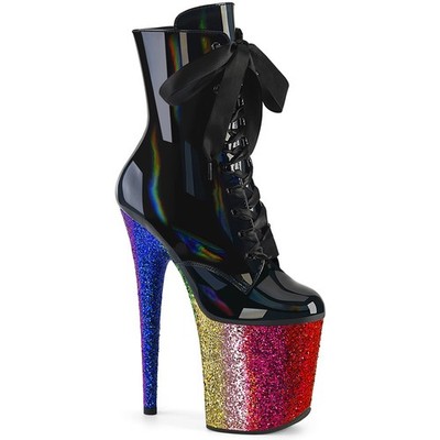 Pleaser 8'' Heel 4'' Pf Lace Up Front Ankle Boots Adult Women Shoe Flamingo/1020Hg