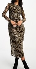 Mango Leopard print Midi Dress Size M New