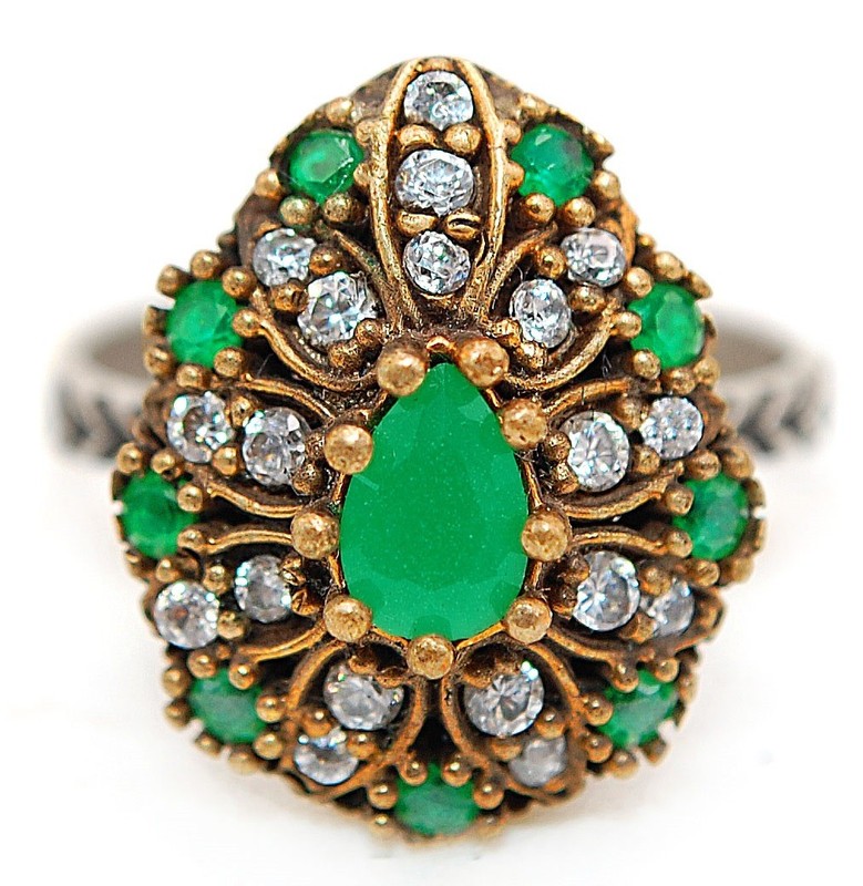 Ottoman 3CT Heat Treated Green Tourmaline 925 Sterling Silver Ring Sz 7 TT1-5