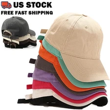 Adjustable Cotton Baseball Cap Ball Dad Hat Plain Solid Washed Men Women 