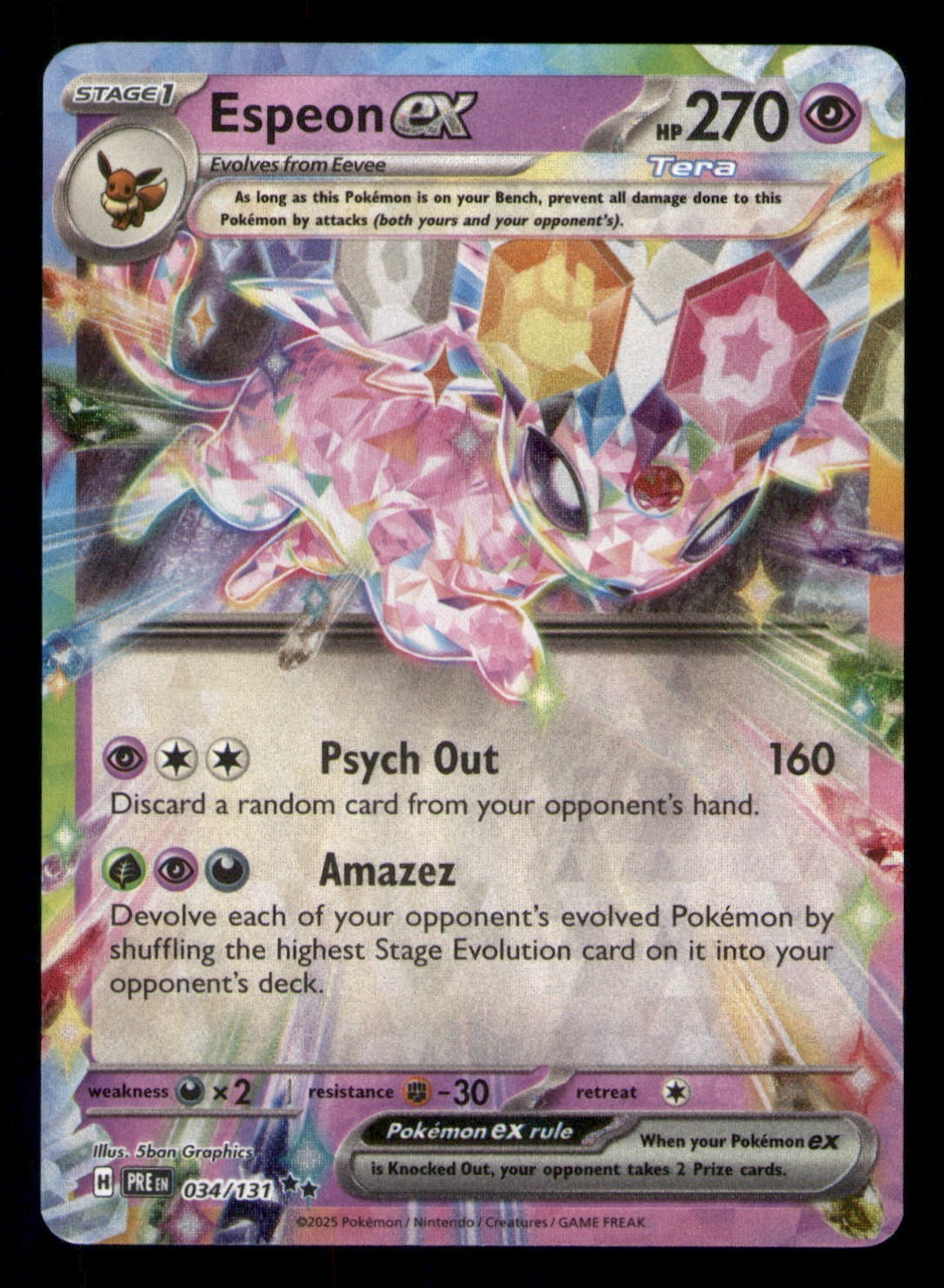 Espeon EX 034/131 Double Rare Holo Prismatic Evolution NM