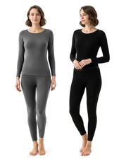 Womens Thermal Underwear Set - 2 Packs Long Johns Base Layer, Fleece Lined