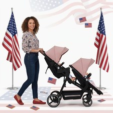 Infant Toddler Lightweight Collapsible Tandem Double Stroller,Reversible Seat