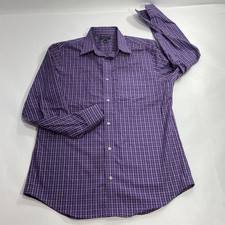Banana Republic Slim Fit Non Iron Dress Shirt 16 - 16.5 Purple Plaid