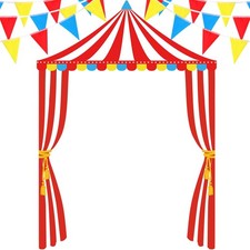 4 Pcs Carnival Circus Party Decorations Circus Banner Tent Awning Halloween R...