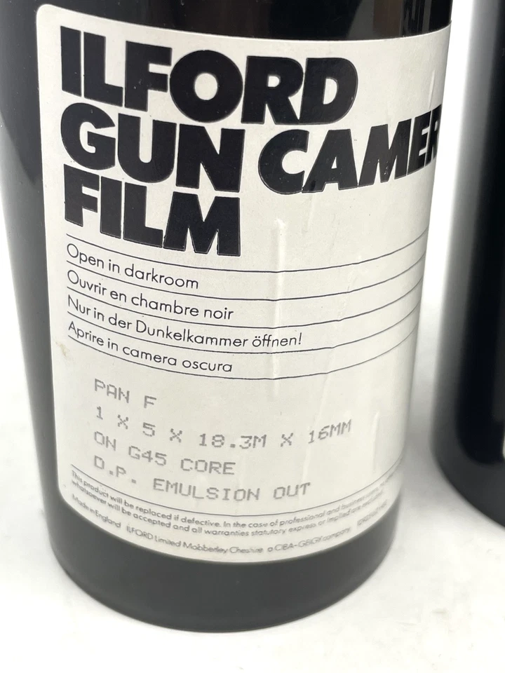 4× ILFORD Gun Camera Film – PAN F 16 mm – DP Emulsion Out – G45 Core - 1200 feet - Image 2 of 4