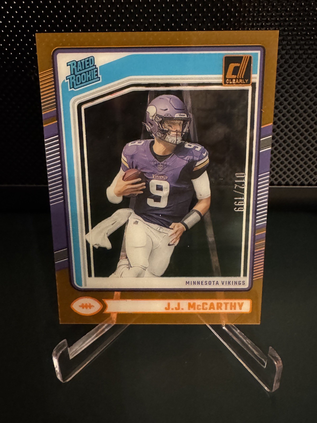 2024 Panini Clearly Donruss #61 J.J. McCarthy RATED ROOKIE ORANGE /199 Vikings!