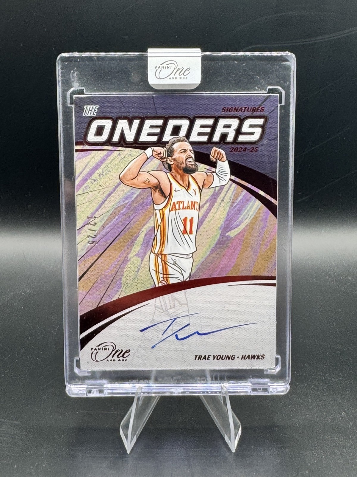 2024-25 Panini One and One - The Oneders Signatures Trae Young #TOS-TRA Red /25