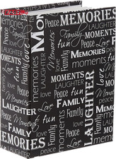 Mini-Max Photo 100 Pocket 4X6 Photo Album, Black and White Words