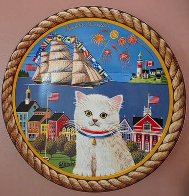 Signed ''Pollyanna'' Decorative Plate From Uncle Tad's Holiday Cats series