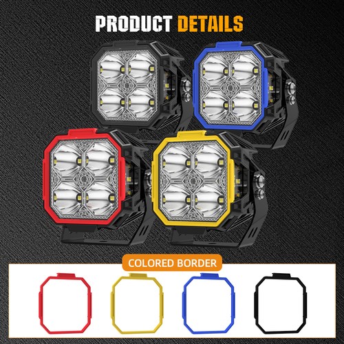 3" LED Work Lights Bar Side Light W/Amber ATV UTV Driving Offroad Work Fog Lamps - Picture 3 of 9