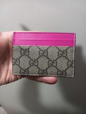 Gucci Card Holder GG Canvas Hot Pink Trim BNWOT *NO BOX* RRP £200