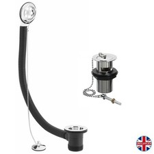 Bath & Basin Sink Waste Easy Clean Pop Up Click Clack Plug Chrome Overflow Trap