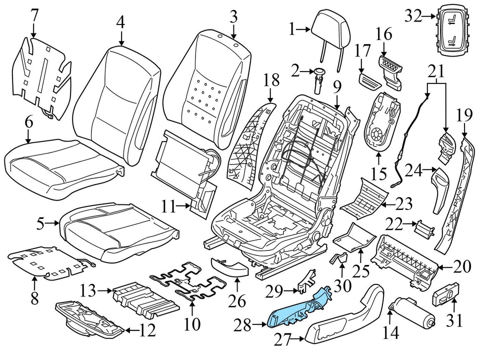 BMW 428I XDRIVE 2014-2016 - Soporte interruptor asiento delantero derecho 7228316 Foto 3 de 4
