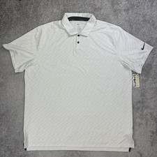 Nike Golf Polo Shirt Mens 2XL White Vapor Stripe Dri-FIT Performance Lightweight