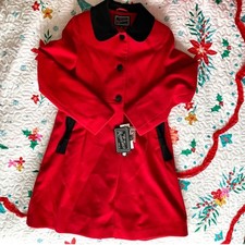 Rothschild Red girls 14 Faux wool long Princess dress coat Christmas Winter Bow