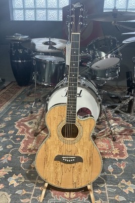 Oscar Schmidt 6 String Acoustic-Electric Guitar Right, Spalted Maple (OG10CESM) 