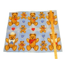 Vintage Hallmark Wamsutta Teddy Bear Fabric Hearts 33  x 39  Finished Blanket