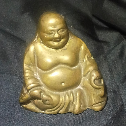 Brass Laughing Buddha/Budai Seated Figurines Lot of 2 - Buddhism
