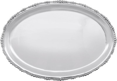 Mariposa Pearl Drop Oval Platter 16'' MRP-3775 Recycled Aluminum NEW Damaged Box
