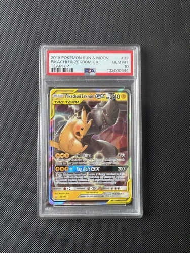 PSA 10 Pokémon Pikachu & Zekrom GX 33/181 Ultra Rare TAG TEAM Sun & Moon Team Up
