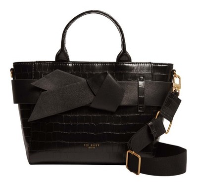 Ted Baker Jjosia Croc Effect Knot Bow Crossbody Bag Handtasche Black schwarz Neu