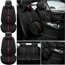 Front Rear Full Set Car Seat Cover Universal 5 Seats PU Leather Protector Covers