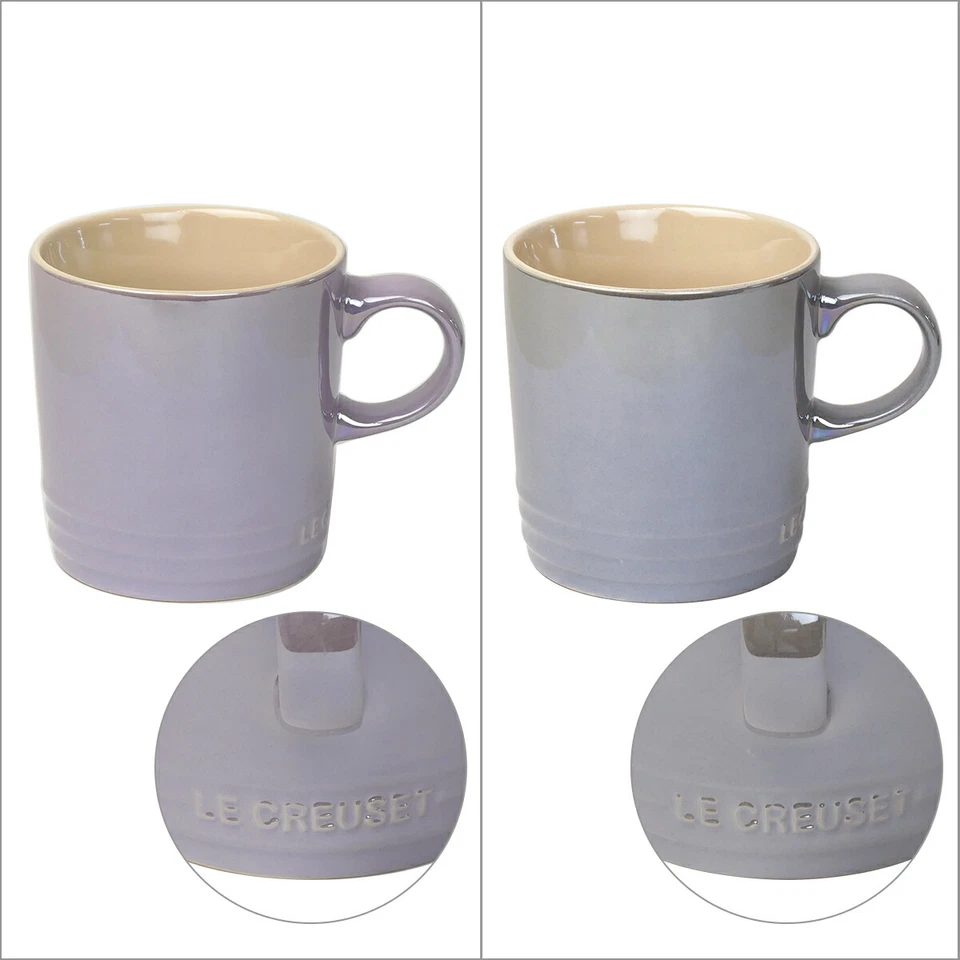 Taza Le Creuset 350 ml Metálica Juego de 4 Gasa Rosa Violeta Gris Niebla NUEVO Foto 4 de 4