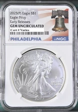 2025 p silver eagle with eagle privy ngc gem uncirculated philly in hand