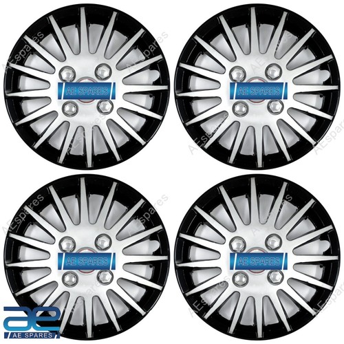 4 Pièce Neuf Roue Enjoliveurs Housse Plastique Argent Noir 33-40.6cm Universel