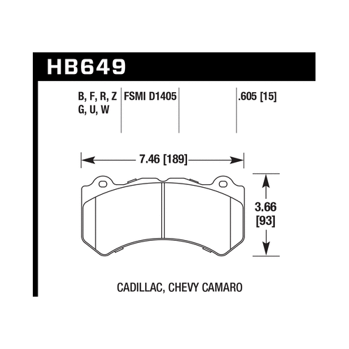 Hawk Motorsports DTC-60 Compound Front Brake Pads for 12-16 Chevy Camaro - Picture 3 of 3