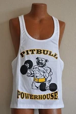 Pitbull Powerhouse Workout Gym Muscle Stringer Tank Top White / Black / Gold 