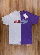  NO CUSTOMS TAX VALENTINO Garavani gray  purple varsity logo t-shirt Medium