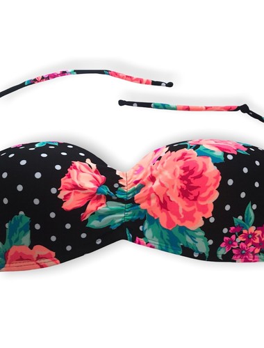 Bikini Bra Top ONLY Size M (7-9) OCEAN PACIFIC OP Floral Pink Black White dots - Picture 6 of 7