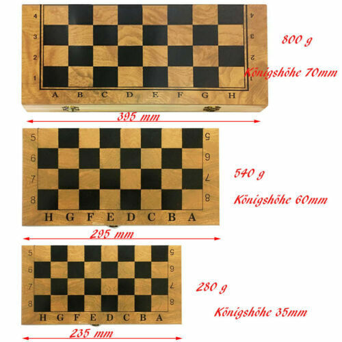 Schach mit Figuren, Nr. 122B aus Holz, Schachspiel 30x30x2,5 cm