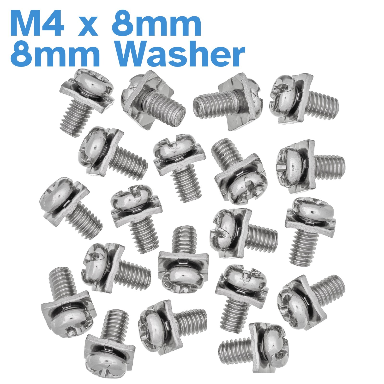 20pcs M4 x 8mm Terminal Block Screws 8mm Square Washers Nickle Plated Steel