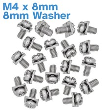 20pcs M4 x 8mm Terminal Block Screws 8mm Square Washers Nickle Plated Steel