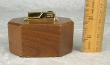 iM Corona Extar 2000 Table Lighter Gold Walnut Base Octagon Japan Vintage Parts